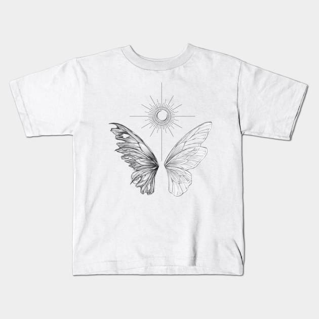 Yin Yang Butterfly Kids T-Shirt by Asong